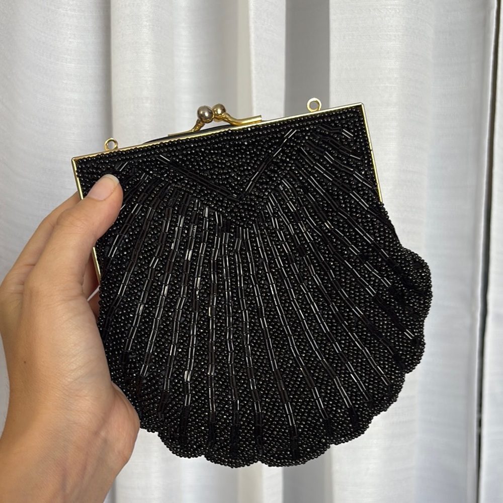 Elegant Black Beaded Clutch